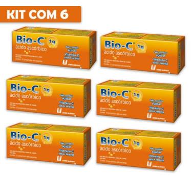 Imagem de Kit Com 6 Bio C 1g Com 60 Cpr Efervescentes Vitamina C Laranja - União