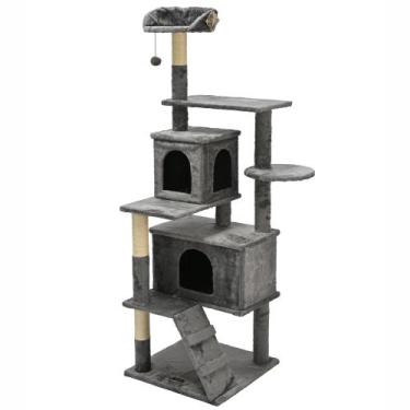 Imagem de Arranhador de gato grande, luxuoso, multifuncional com casas, cama, po