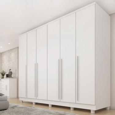 Imagem de Guarda Roupa Casal 6 Portas 8 Gavetas Puxador MDF 270cm com Pés Portug