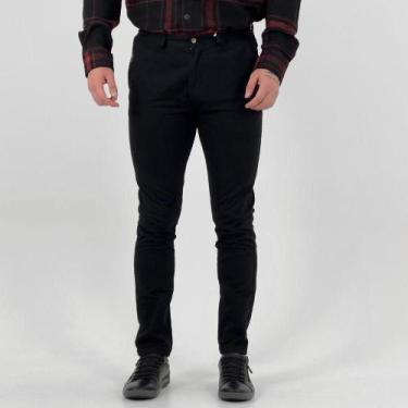 Imagem de Calça Yacht Master Sarja Esporte Fino Slim Masculina, 38, Preto