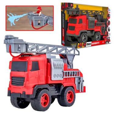 Imagem de Caminhão Max Bombeiro Grande 45cm Solta Água Com Acessórios - Adijomar
