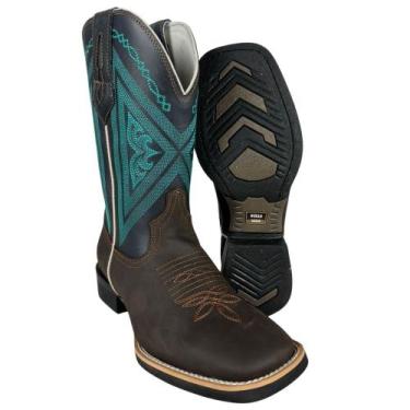 Imagem de Bota Texana Masculina Bulls Horse Bico Quadrado Couro Crazy Horse Dall