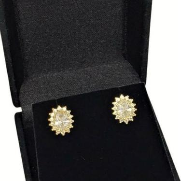 Imagem de Brincos Pequenos Com Zirconias Banho De Ouro 18k 4079 - Trs Chic Joias