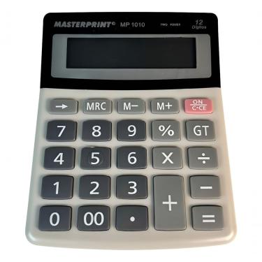 Imagem de Calculadora Manual Masterprint Mp 1010 12 Dígitos Dual Power com Memória Egt Cinza-preto