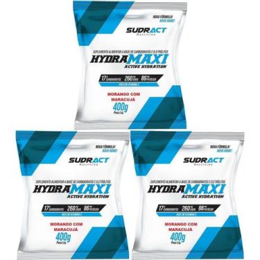 Imagem de Kit 3X Hydramaxi Isotônico em Pó - 400g Refil Morango com Maracujá - S