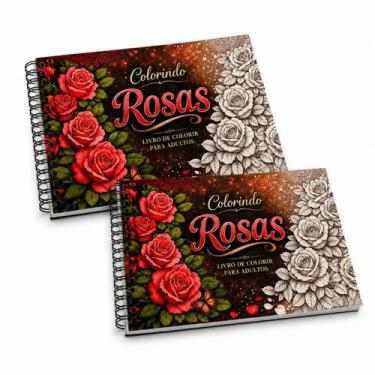 Imagem de Livro para Colorir de Adulto A5 Rosas Vermelhas Volume 1 - Onor, 2 uni