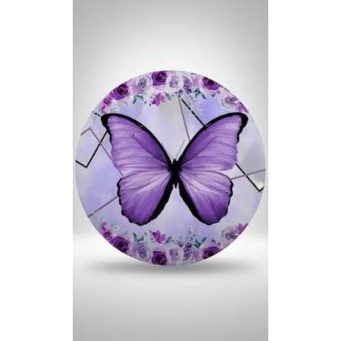 Imagem de Painel Sublimado Redondo 1,5m Borboleta Flores - Congratulations Store