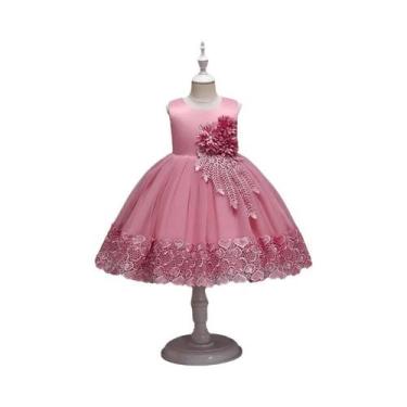 Imagem de Vestido De Festa Em Tule Com Flores Para Meninas, Elegante Vestido De 