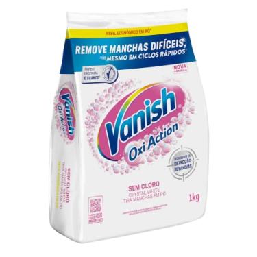 Imagem de Tira Manchas em Pó Vanish Oxi Action Crystal White Refil 1kg para Roupas Brancas, Sem Cloro, com Percarbonato, Remove Manchas Difíceis e Deixa o Branco Até 5 Tons Mais Branco