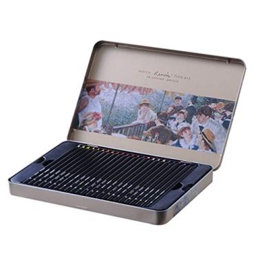 Imagem de Lápis de cor de madeira preta, pintura em 36 cores, terno de cor a óleo profissional