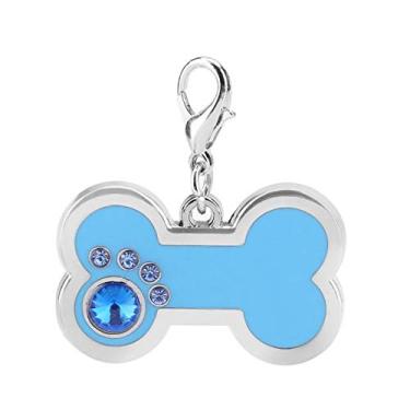 Imagem de Etiqueta de cachorro de liga de zinco da Andraw, colar com nome de cachorro, etiqueta de identificação durável à prova de corrosão para etiqueta de cachorro (azul)