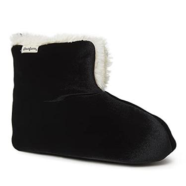 Imagem de Dearfoams Pantufa feminina Zoey Holiday Duvet Bootie Slipper, veludo preto, grande