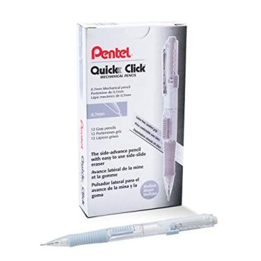 Imagem de Pentel Lapiseira Quick Click, (0,7 mm), médio, barril cinza, caixa com 12 lápis (PD217N)
