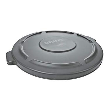 Imagem de Rubbk|#Rubbermaid Commercial Products FG264560GRAY Brute Heavy-Duty Round Trash Can/Container Lid, 44 Volts, Polyethylene, Gray (Pack of 4)