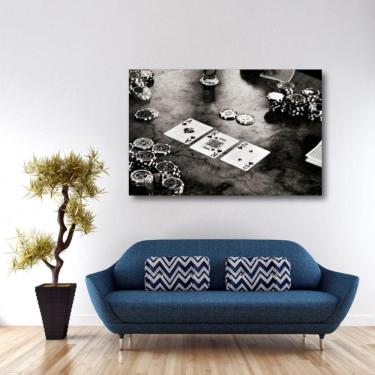 Imagem de Quadro Poker Cartas Vintage decorativo Tela em Tecido