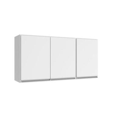 Imagem de Armário Aéreo Evidence 3 Portas 120cm Com Prateleira Poliman Móveis Branco