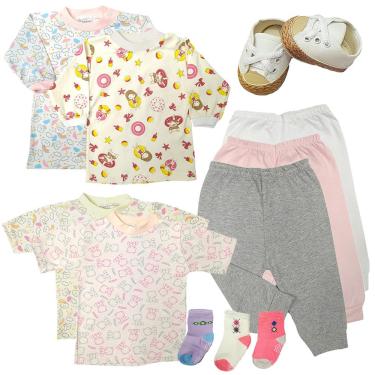 Imagem de Kit Com 11 Peças Camisetas Estampados e Mijão Meias Naninha