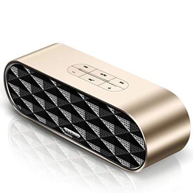 Imagem de HIOD Alto-falante Bluetooth Alcance 33 pés Microfone embutido estéreo sem fio alto-falante para viagens em família ao ar livre, dourado