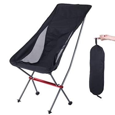 Imagem de Cadeira de acampamento acolchoada ao ar livre com suporte lombar para trás grande cadeira de gramado resistente braço dobrável suporta 150 kg para pesca churrasco praia viagens piquenique, preto, 1,28 kg/2,8 lbs