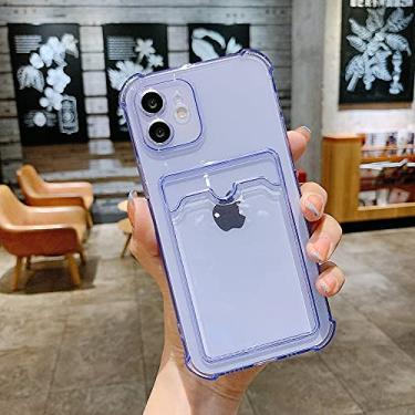 Imagem de Bolsa de cartão transparente capa de telefone para iphone 13 11 12 pro max xr xs max x 7 8 plus 12 mini à prova de choque macio para-choque capa transparente capa, roxo, para iphone13