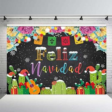 Imagem de MEHOFOND Feliz Navidad Pano de fundo para Fiesta Mexicana Feliz Natal Festa Inverno Floco de Neve Fotografia Fundo de Cacto Decoração Evento Sobremesa Mesa Banner Fundo 8x5 pés