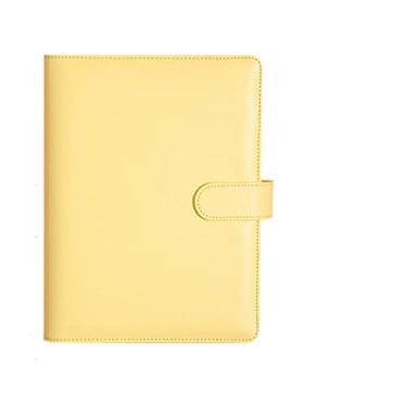 Imagem de Capa de caderno de couro PU A6 capa para agenda de agenda faça você mesmo 6 capas de caderno para caderno de anel, amarelo190x130mm
