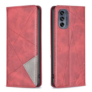 Imagem de HONGYAN Capa de telefone Para Motorola Moto G62 Prismatic Invisible Magnetic Leather Telefone Capa protetora