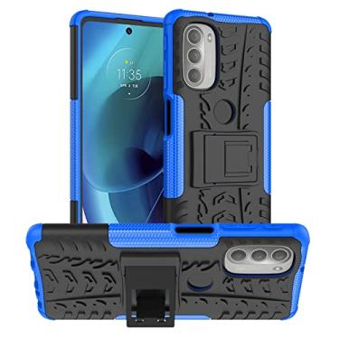 Imagem de YUNCHAO Caixa de telefone Para Motorola Moto G51 5G Textura TPU + Caixa de telefone PC com suporte capa para celular