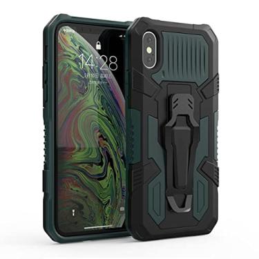 Imagem de Capa à prova de choque para iphone 13 12 11 pro max mini xr xs x 7 8 6 6 s plus clipe de cinto robusto capas de armadura híbrida ligada, verde escuro, para iphone12 pro max