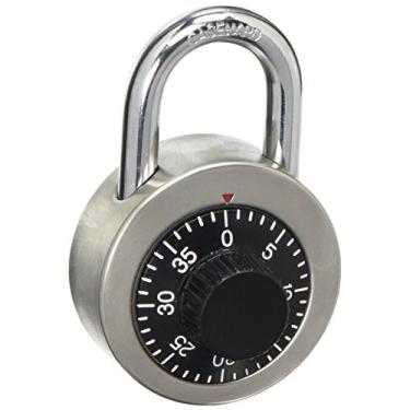 Imagem de Salsbury Industries 11120 Cadeado de combinação com ferrolho de acabamento dourado para porta de armário de madeira executiva de carvalho sólido