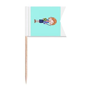 Imagem de Tutor de desenho de animação para professores, bandeiras de palito de dente, marcação de rotulagem para bolo de festa, prato de queijo