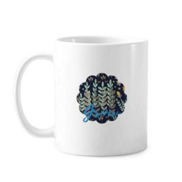 Imagem de Caneca de cerâmica com ramo de folhas para pintura de plantas de cerâmica para café e porcelana