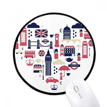 Imagem de DIYthinker Heart London Bridge UK Big Ben Mouse Pad Desktop Office Tapete redondo para computador