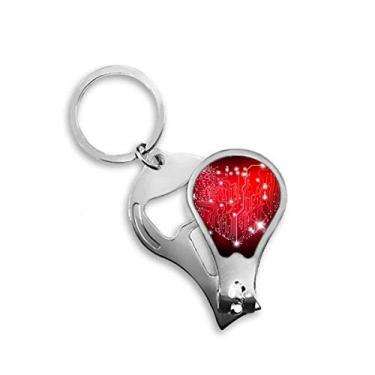 Imagem de Cortador de unhas preto vermelho em forma de coração Valentine abridor chaveiro tesoura