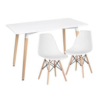 Imagem de Loft7 Home Decor, Mesa de Jantar Retangular Eames 60 x 120 cm + 2 Cadeiras Eiffel DSW - Branco