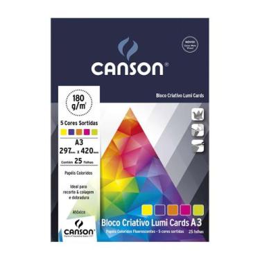 Imagem de Bloco Colorido Criativo Cards Lumi 180G/M2 A3 (297X420mm) 5 Cores 25 F