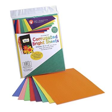 Imagem de Hygloss Produtos Papelão Ondulado em Cores Sortidas - 21,6 cm x 28 cm Folhas Brilhantes Onduladas - 8 Folhas