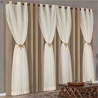 Imagem de Cortina para Varão Karyna 3,00m x 2,50m Sala Quarto Linha Nobre - Bege