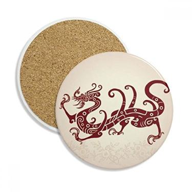 Imagem de Caneca porta-copos de dragão chinês com porta-copos com proteção de mesa, pedra absorvente