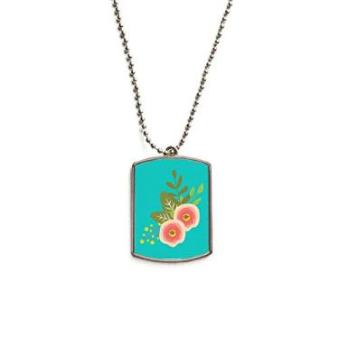 Imagem de DIYthinker Colar com pingente de identificação de cachorro de aço inoxidável com desenho de flor laranja