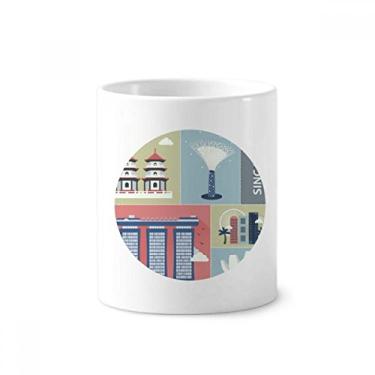 Imagem de Cingapura arranha-céus famosos pontos de escova de dentes, suporte para caneta, copo de cerâmica