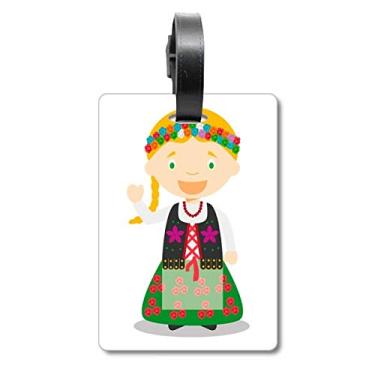Imagem de Smile Blond Poland Bolsa de mala com desenho animado etiqueta para cartão de bagagem