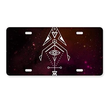 Imagem de DIYthinker Placa de licença Alien Totem Geometria Universo Acessório de aço inoxidável para decoração de carro
