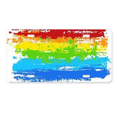 Imagem de DIYthinker Stippling Rainbow Gay LGBT placa de licença decoração aço inoxidável automóvel