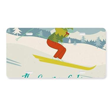Imagem de DIYthinker Prancha de esqui, esportes de inverno, ilustração, placa de carro, acessório de aço inoxidável