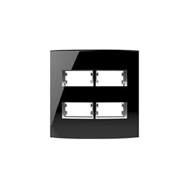 Imagem de Placa 4X4 com Suporte Para 4 Módulos Distanciados Black Piano Inova Pro Class Alumbra