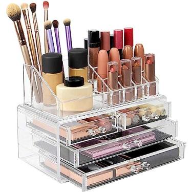 Imagem de Acrílico Store Organizador De Maquiagem Em Acrílico 4 Gavetas Com Bandeja Para Batom Transparente Médio