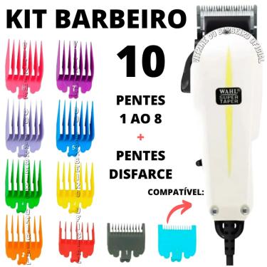 Imagem de Kit 10 Pentes Para Máquinas De Corte 8 Guia + 2 Disfarce Top