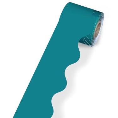 Imagem de Carson Dellosa borda recortada para quadro de avisos — borda azul-petróleo enrolada para quadros de avisos, mesas, expositores de armário, decoração de sala de aula ou escola, 11 m