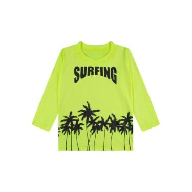 Imagem de Camiseta Masculina Surfing Uv 50+ Infantil  Amarelo Neon - Dodaro Kids